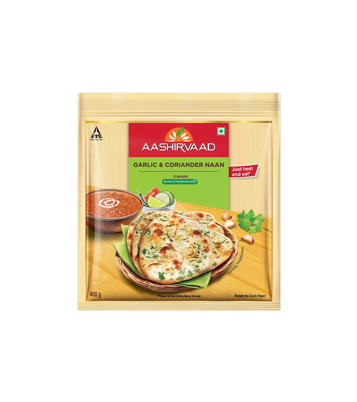 Aashirvaad Garlic Coriander Naan 400g